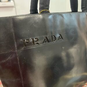 Prada Black Leather Tote Bag